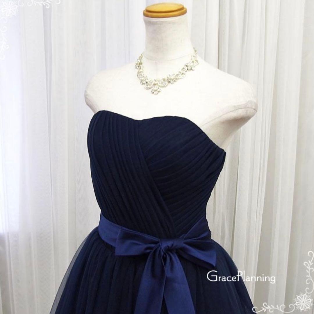 演奏会 発表会 ネイビー ロングドレス Aライン 5~7号