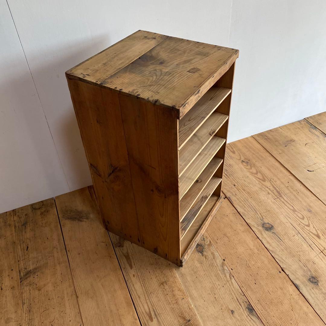 アンティーク 仕切り棚 チェスト 食器棚 書類棚 無垢材 無塗装 z859
