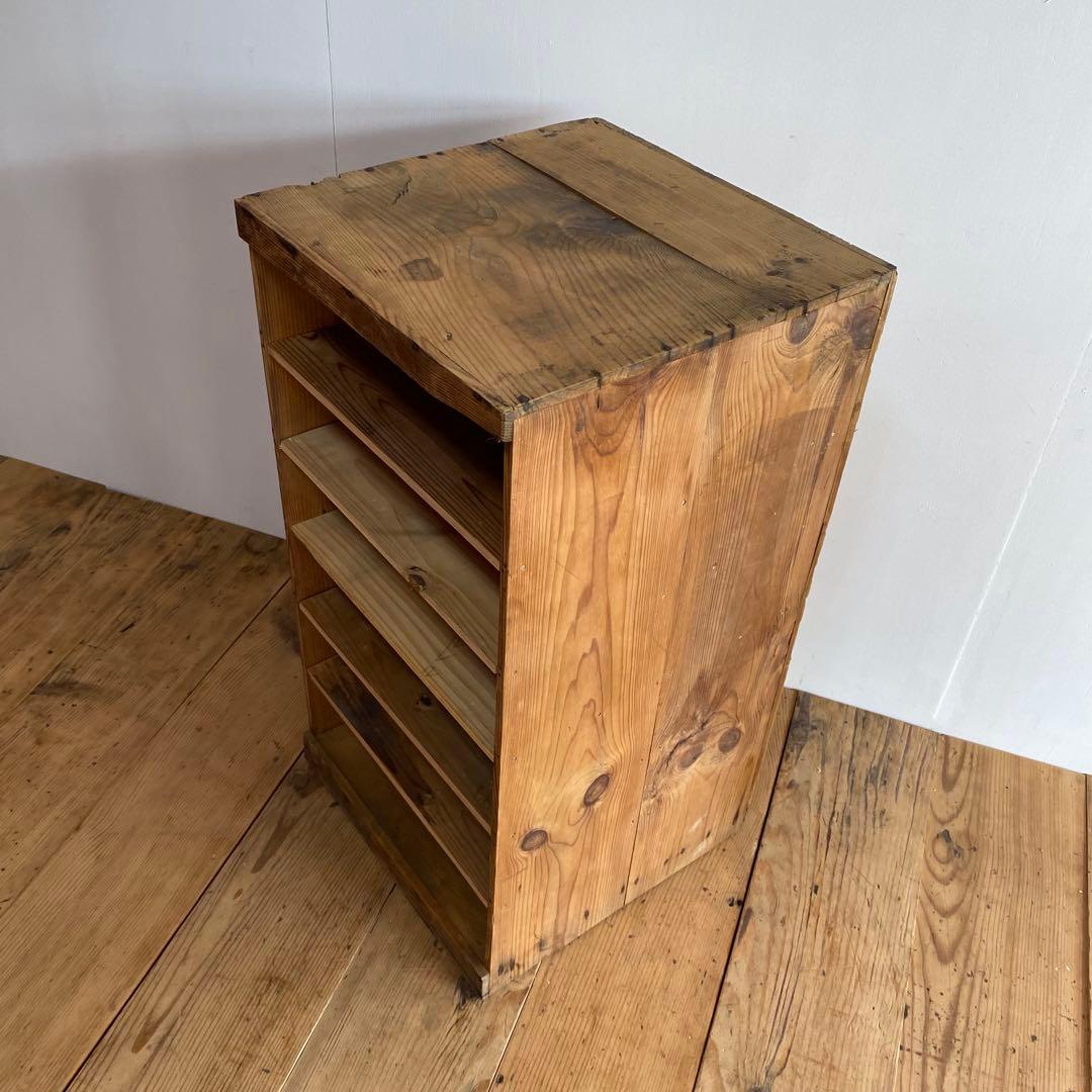 アンティーク 仕切り棚 チェスト 食器棚 書類棚 無垢材 無塗装 z859