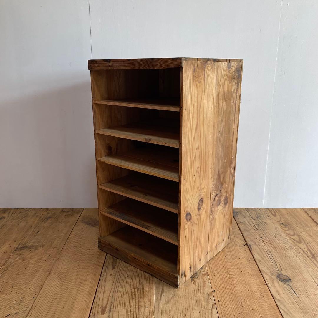 アンティーク 仕切り棚 チェスト 食器棚 書類棚 無垢材 無塗装 z859