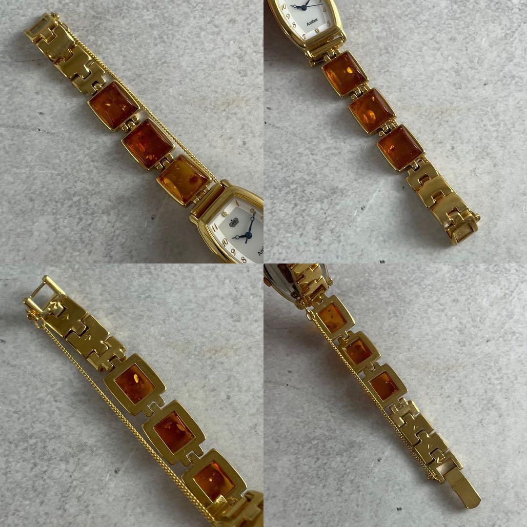 新品電池交換済✨Amber 琥珀 レディース腕時計 クォーツ　ゴールド