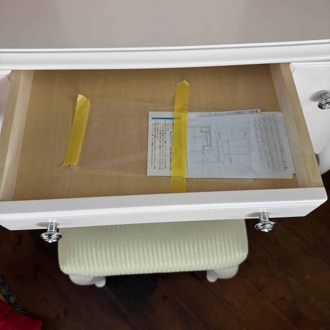 美品★ 東海家具 Fleur ドレッサー スツール ホワイト　猫脚　三面鏡