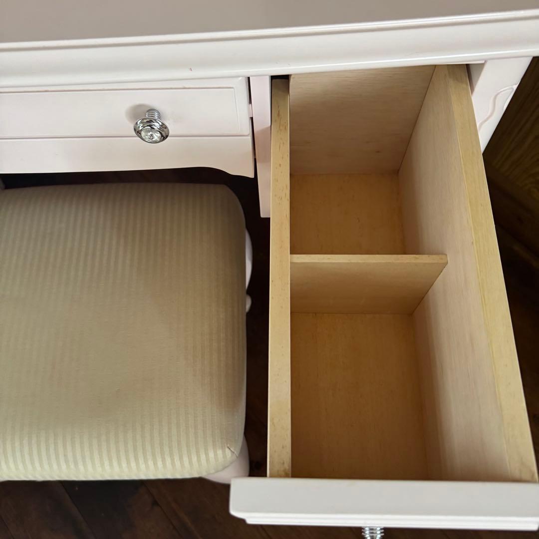 美品★ 東海家具 Fleur ドレッサー スツール ホワイト　猫脚　三面鏡