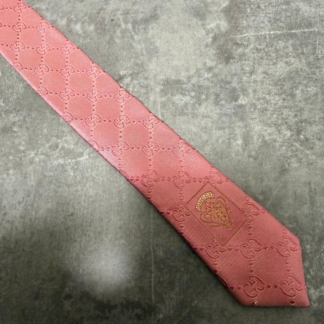 【✨美品✨】GUCCI グッチ ネクタイ ピンク インターロッキング GG 桜色