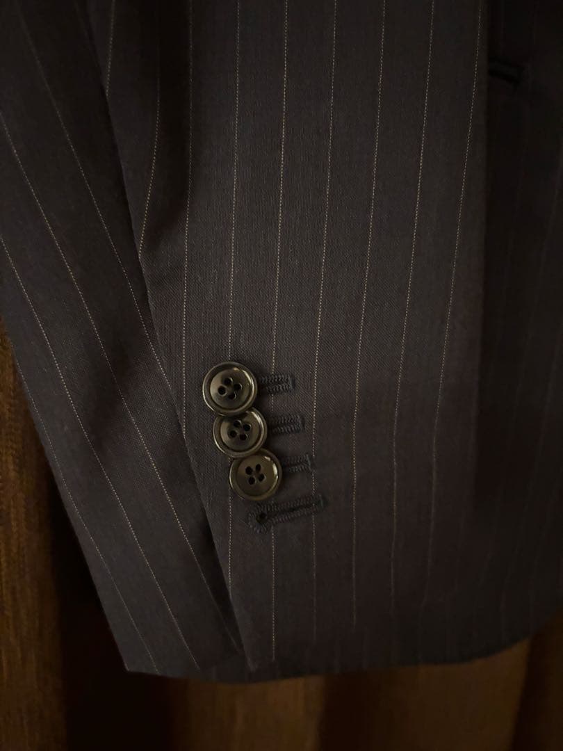 LARDINI ネイビー ピンストライプスーツ 48