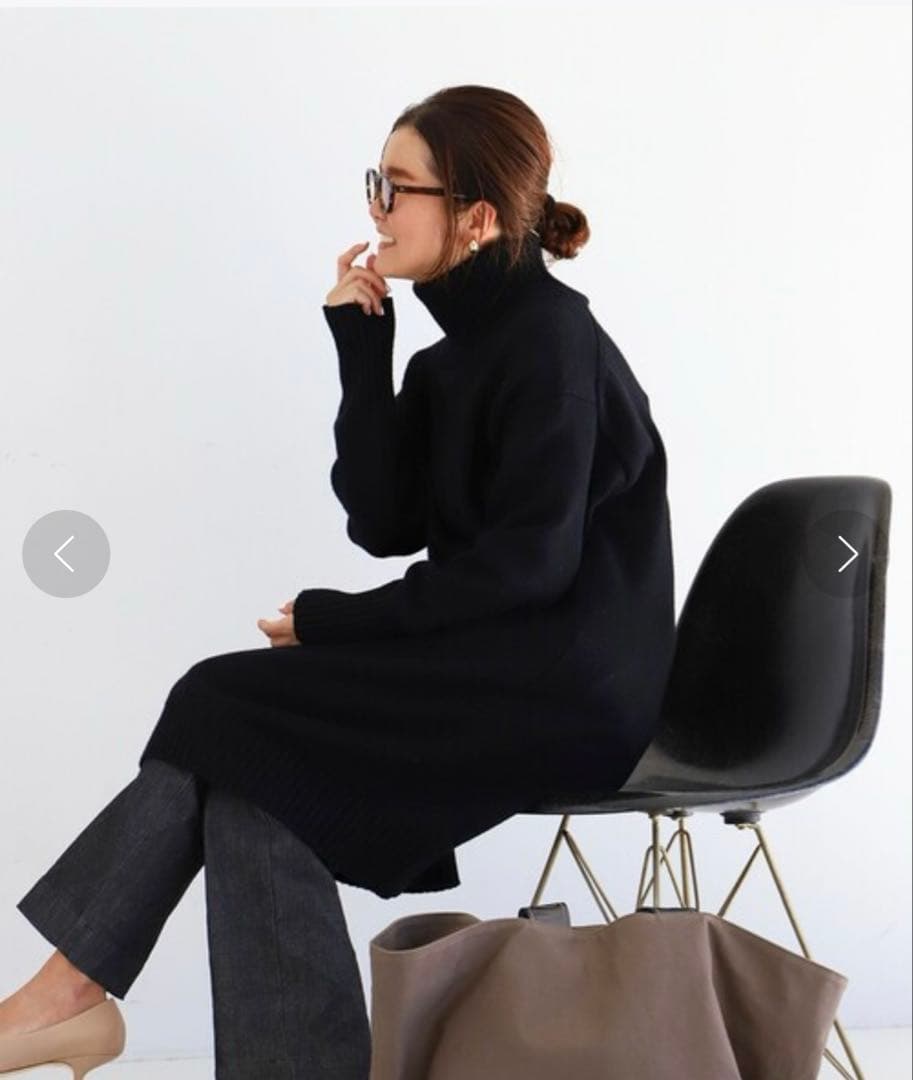 目黒越子さんDemi-Luxe BEAMS フリースタイルニット.M ブラック