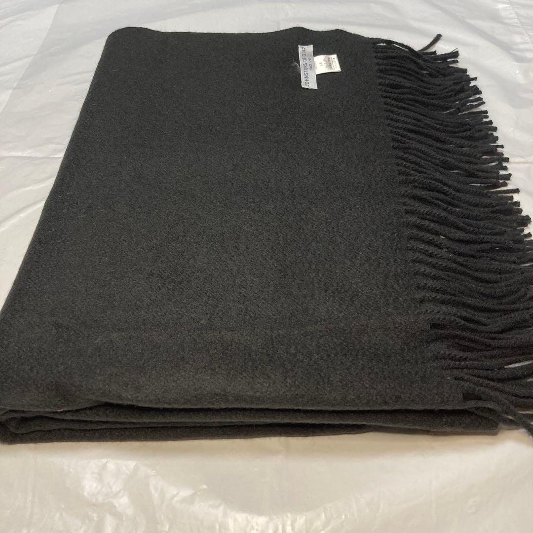 極美品 ジョンストンズ カシミヤ100％ 大判ストール ブラック 国内正規品
