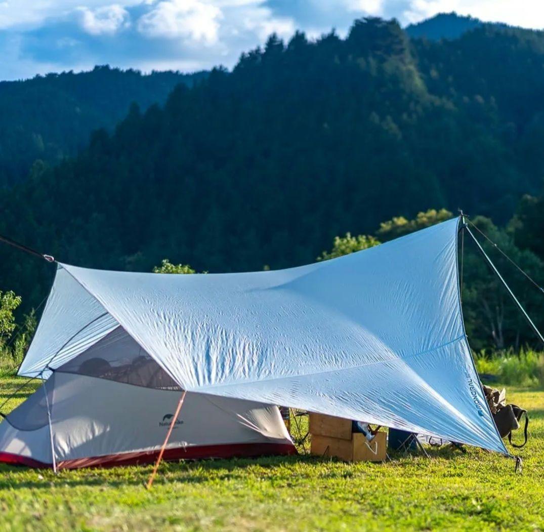 キャンプタープ (空色) スカイフィルム 日陰が作りやすい 五角形 / 2～4人