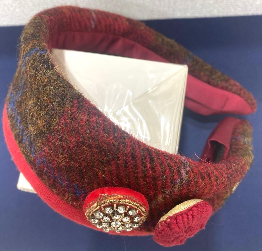 美品✨LA MAJORINAラ·マジョリーナ　大人のカチューシャ　ツイード　赤