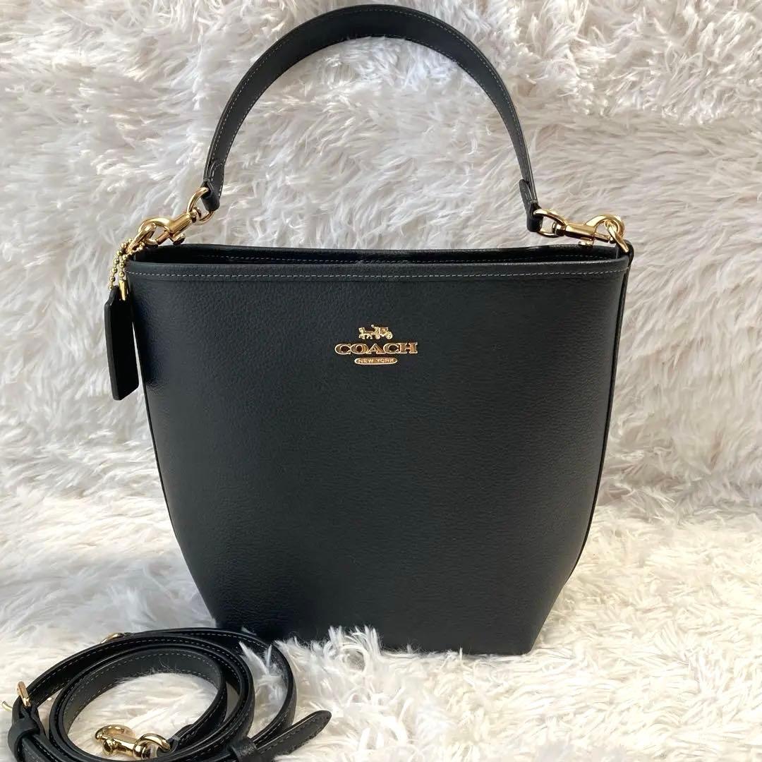 極美品　現行　コーチ　ショルダーバッグ　シティ バケット バッグ　2way 黒