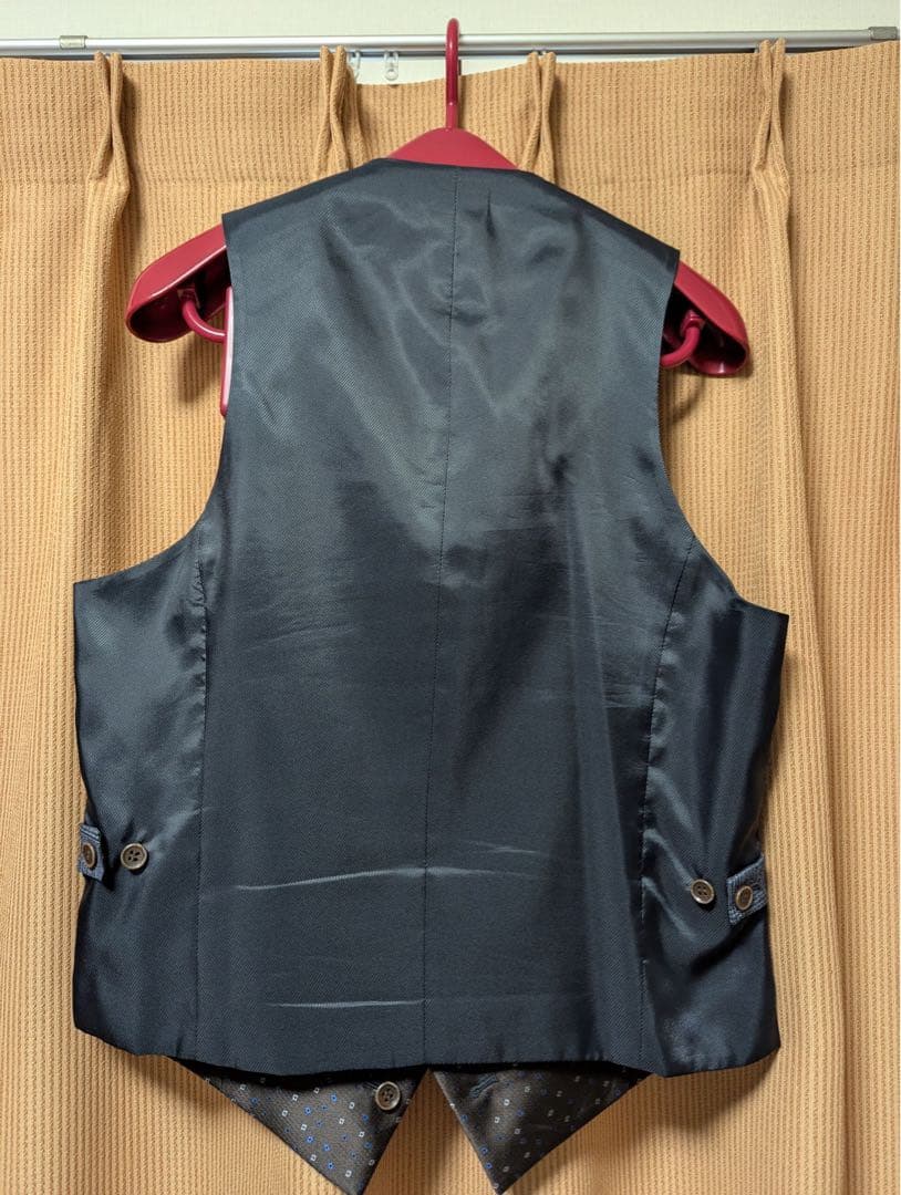 値下げ【メンズビギ】青系チェック スリーピーススーツ