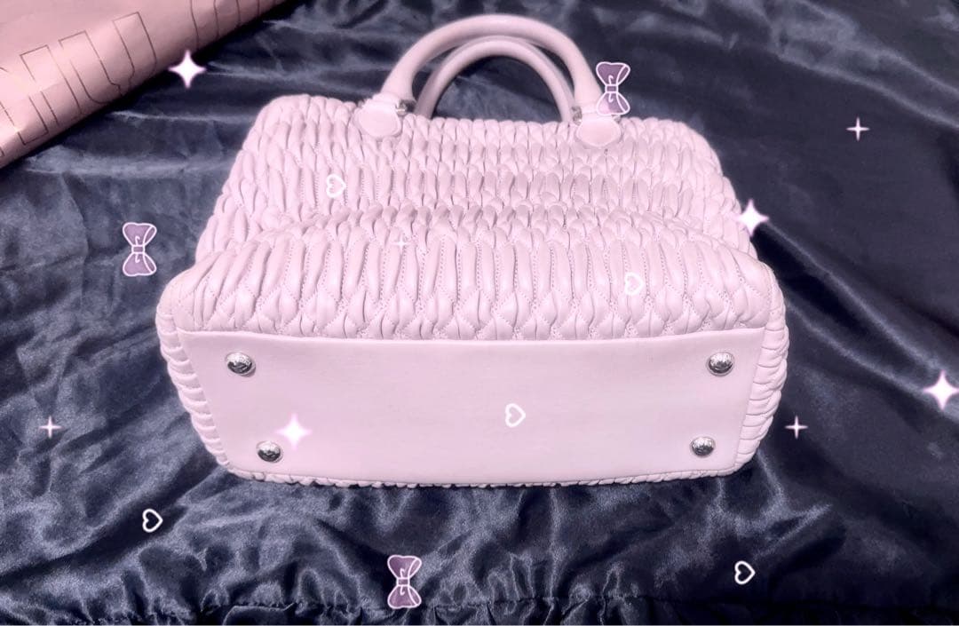 ナッパ クリスタル ピンク 2way トートバッグ miumiu