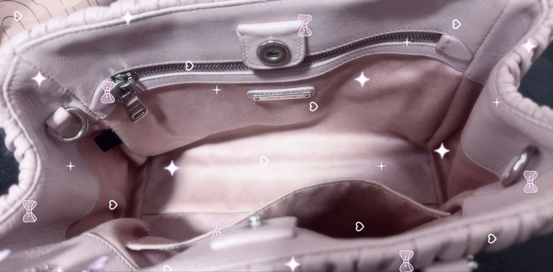 ナッパ クリスタル ピンク 2way トートバッグ miumiu