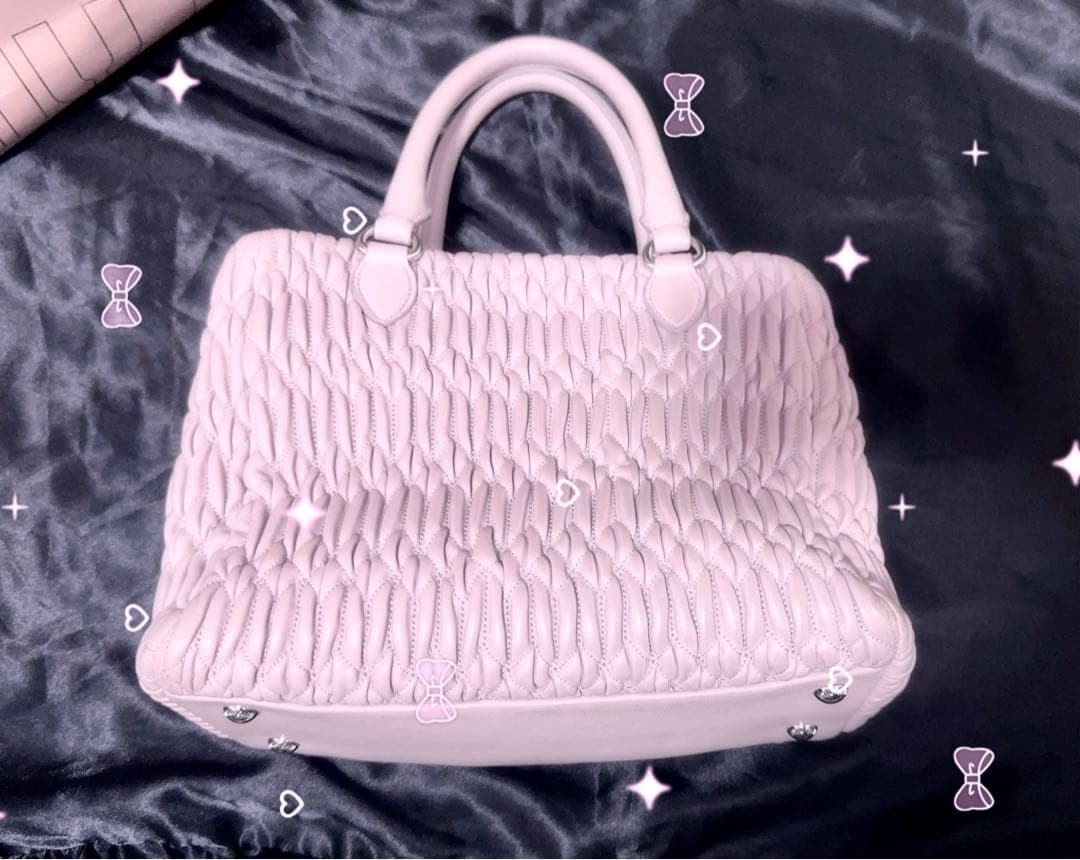 ナッパ クリスタル ピンク 2way トートバッグ miumiu