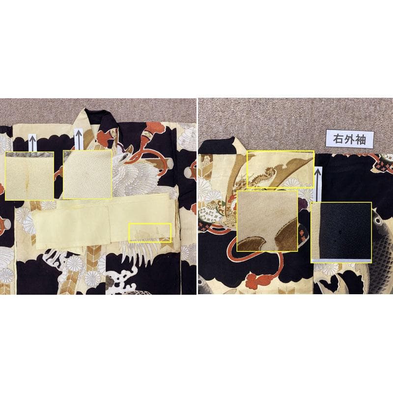 507ab32,楽々衿◎七五三 三歳 男の子セミアンティーク着物&被布 鯉 黒◎