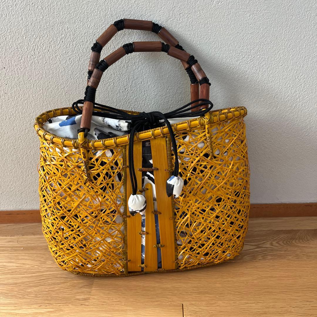 竹籠バッグ黄色