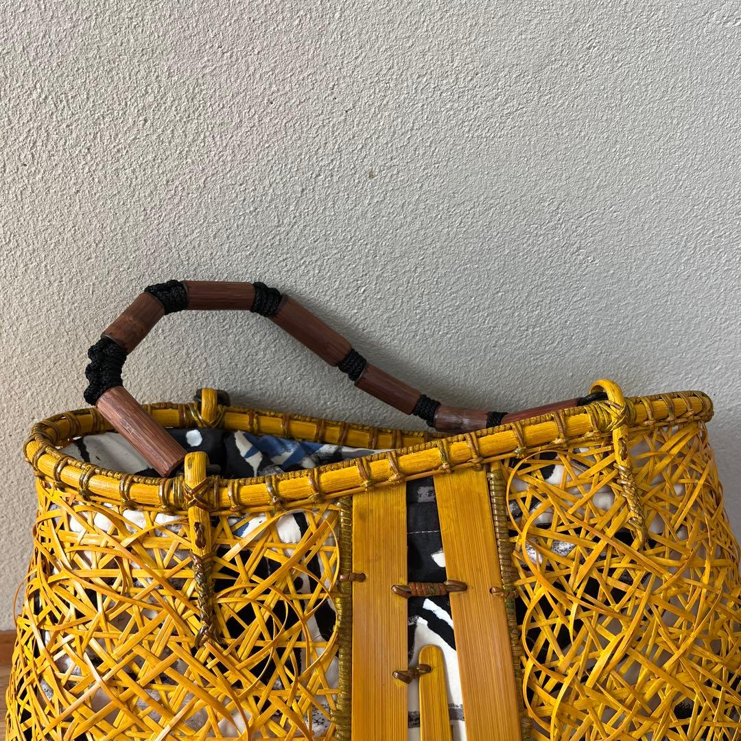 竹籠バッグ黄色