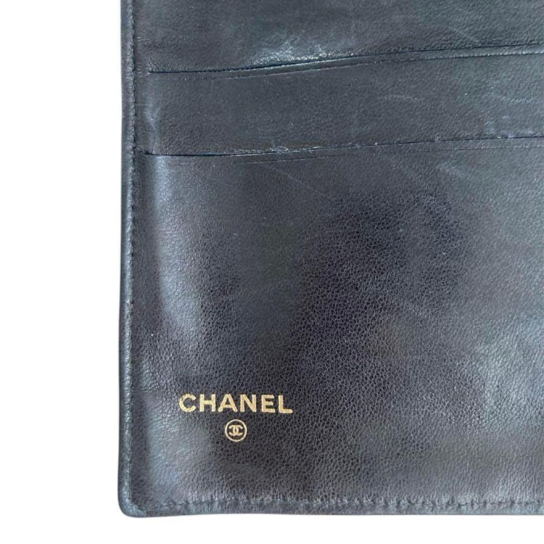 CHANEL オールドシャネル　ラムレザー　ガマ口　長財布　ココマーク　ブラック