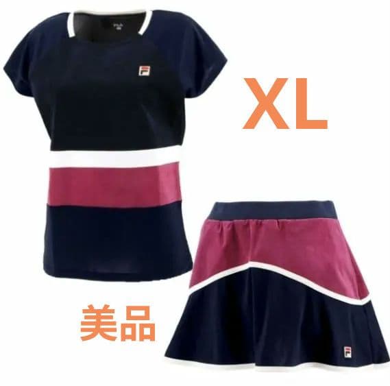 美品　FILA テニスウェアセット ネイビー/ワイン　XLサイズ