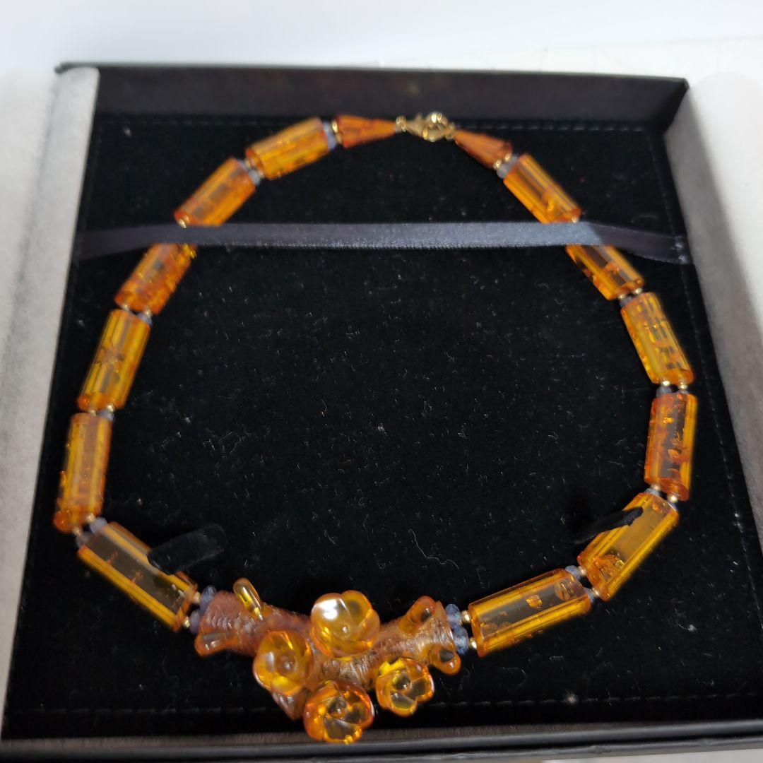 ✰限定お値下げ❗️❣K18 琥珀ペンダントToP K18 琥珀ネックレス