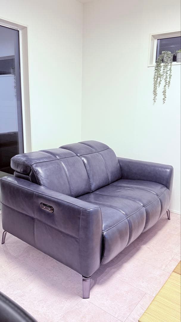 2人掛け電動ソファ/ダークブルー