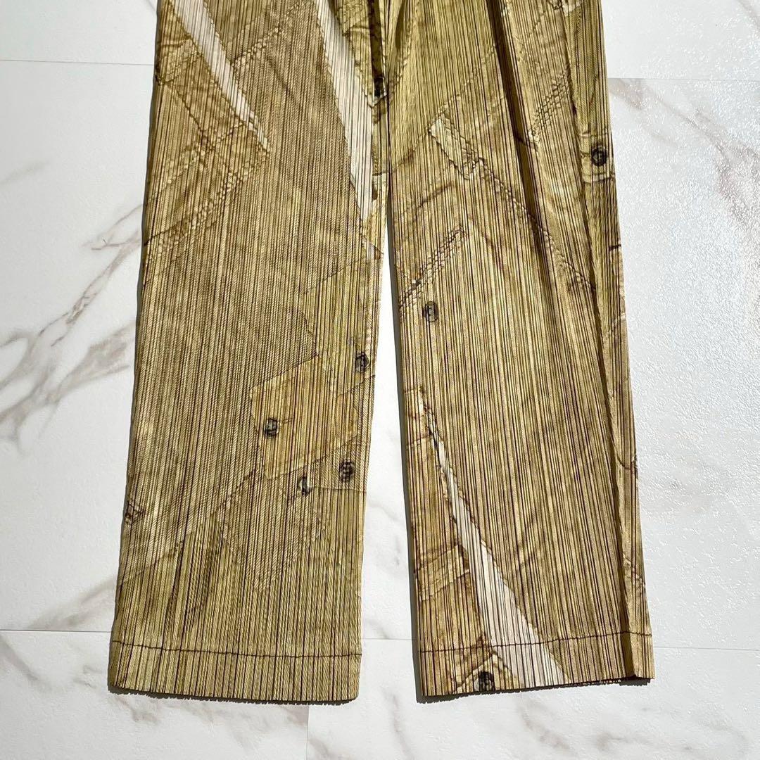 美品✨ PLEATS PLEASE 転写デニム ボトムプリント プリーツパンツ