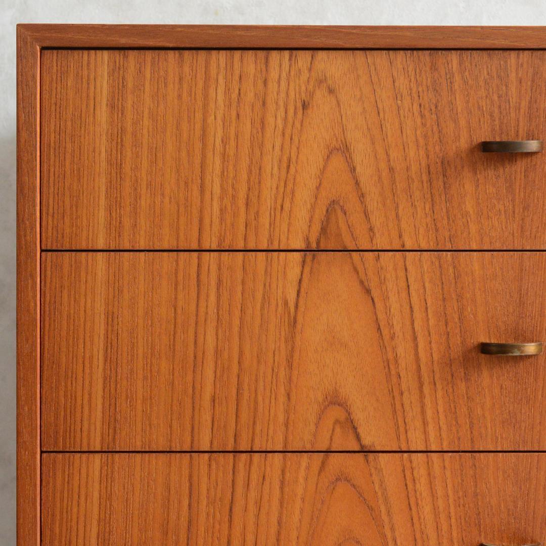 Okinawa　デンマーク チーク４段スモールチェスト 北欧家具 真鍮把手