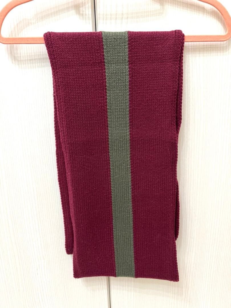 HERMES 100%カシミヤ マフラー バーガンディ/グレー