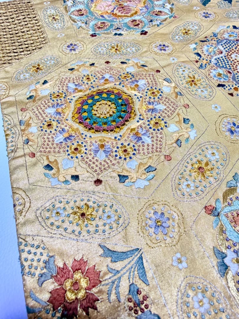 高級 袋帯 正絹 六通柄 汕頭刺繍 相良刺繍 蘇州刺繍 ゴールド 約120万円