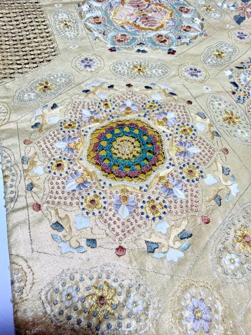 高級 袋帯 正絹 六通柄 汕頭刺繍 相良刺繍 蘇州刺繍 ゴールド 約120万円