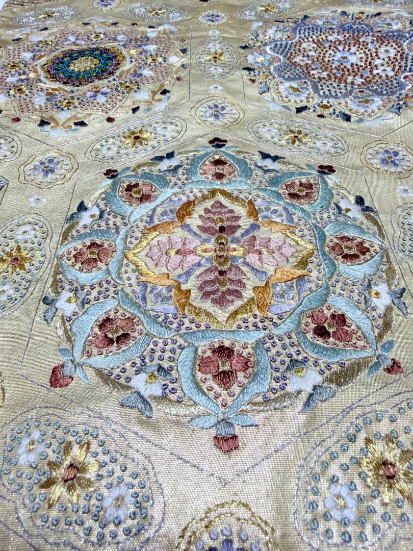 高級 袋帯 正絹 六通柄 汕頭刺繍 相良刺繍 蘇州刺繍 ゴールド 約120万円