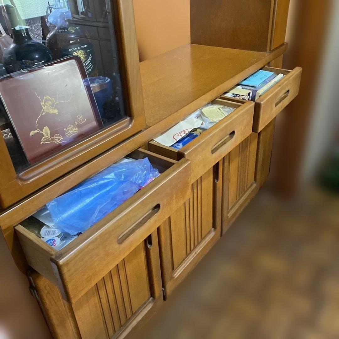 ［ばっぽ］食器棚 ガラス扉付き　昭和レトロ　アンティーク