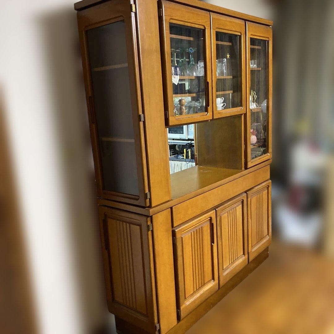 ［ばっぽ］食器棚 ガラス扉付き　昭和レトロ　アンティーク