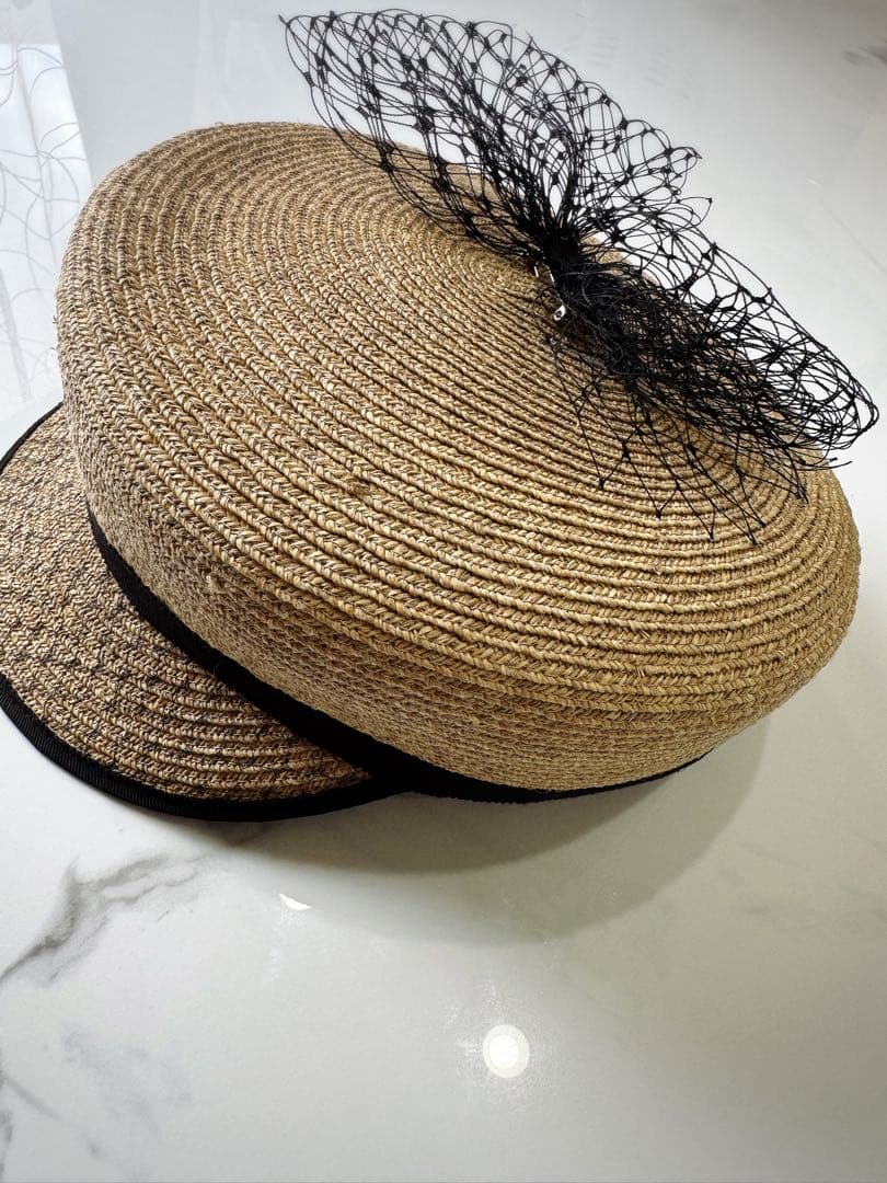 専用です♡ HIAND リボン付きキャスケット ベージュ　麦わら　オシャレ　希少