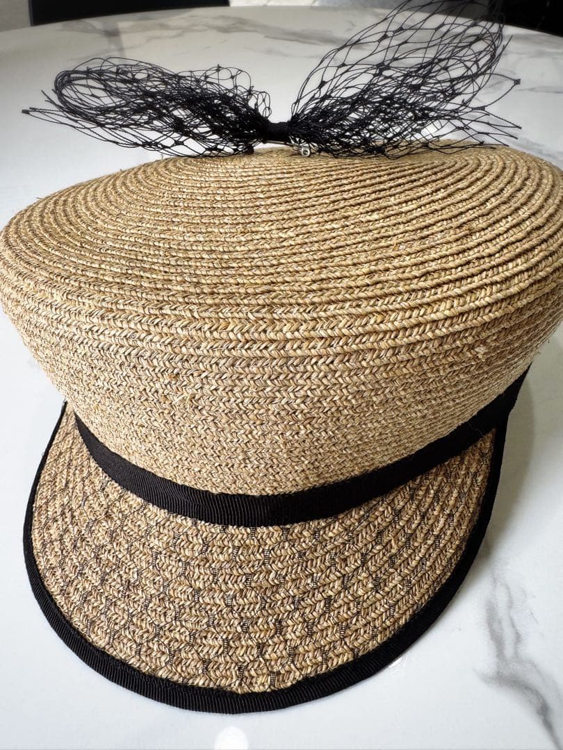 専用です♡ HIAND リボン付きキャスケット ベージュ　麦わら　オシャレ　希少