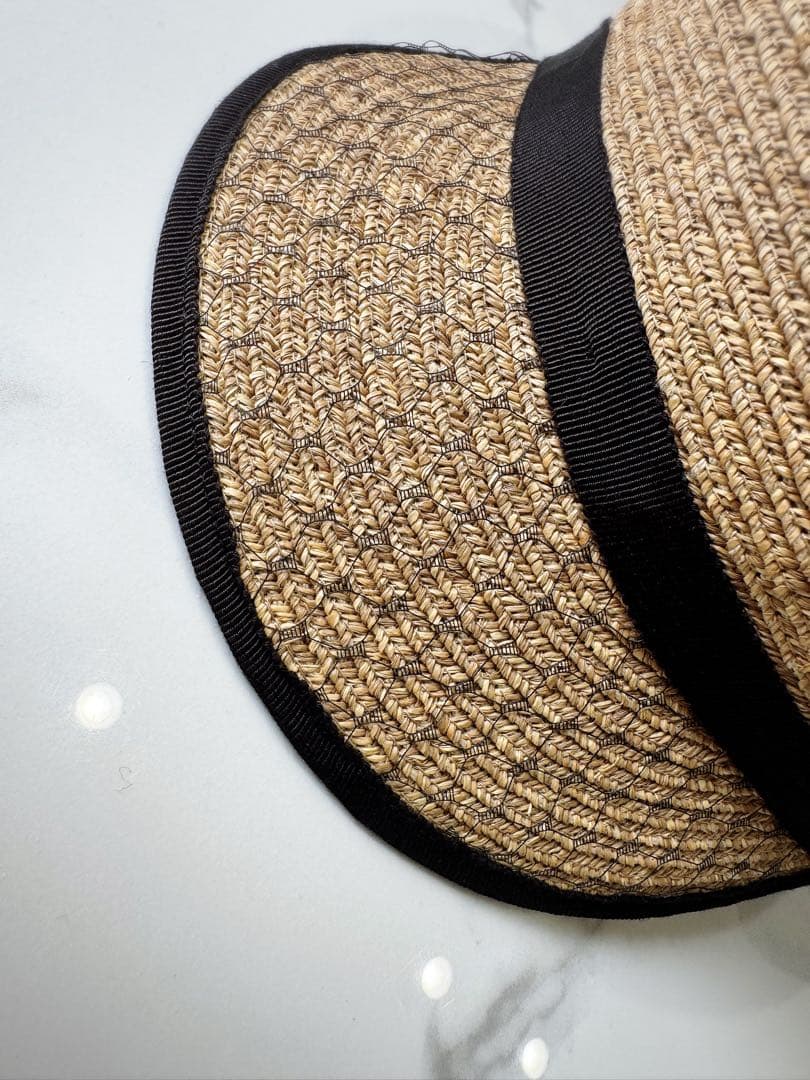 専用です♡ HIAND リボン付きキャスケット ベージュ　麦わら　オシャレ　希少