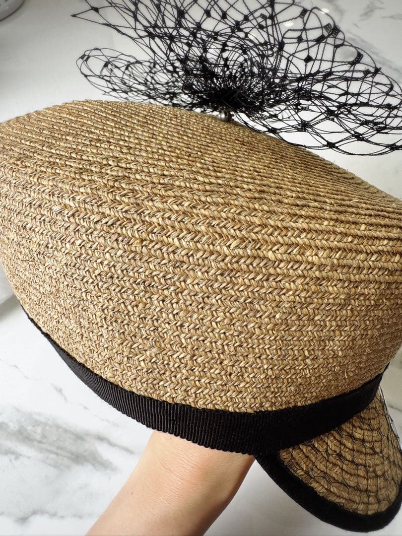 専用です♡ HIAND リボン付きキャスケット ベージュ　麦わら　オシャレ　希少