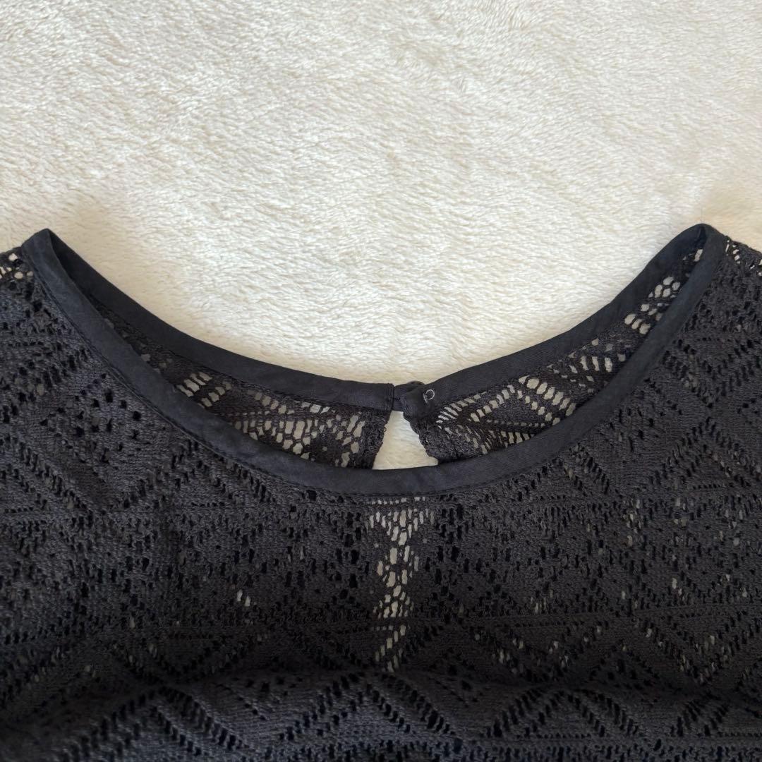 【Spick & Span】HYU レースギャザーワンピースBLACK FREE