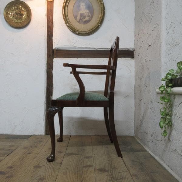 イギリス アンティーク 家具 アームチェア クイーンアンチェア 英国 4509e
