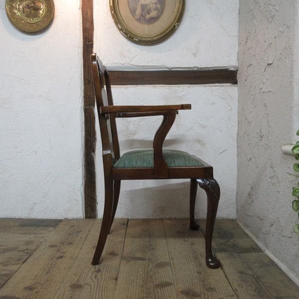 イギリス アンティーク 家具 アームチェア クイーンアンチェア 英国 4509e