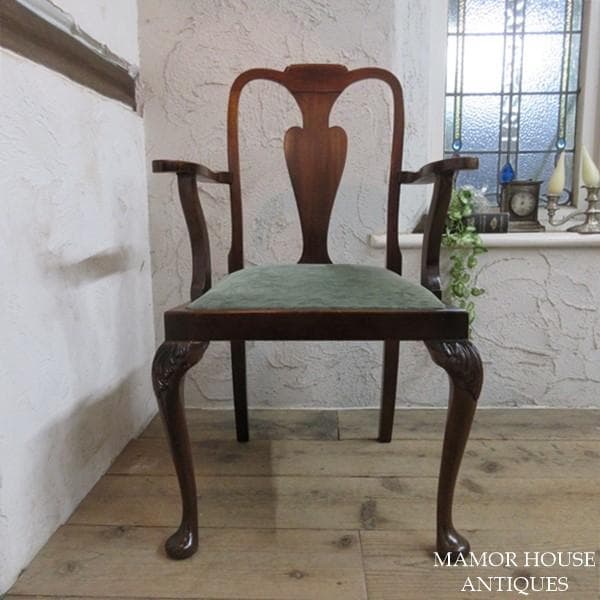 イギリス アンティーク 家具 アームチェア クイーンアンチェア 英国 4509e