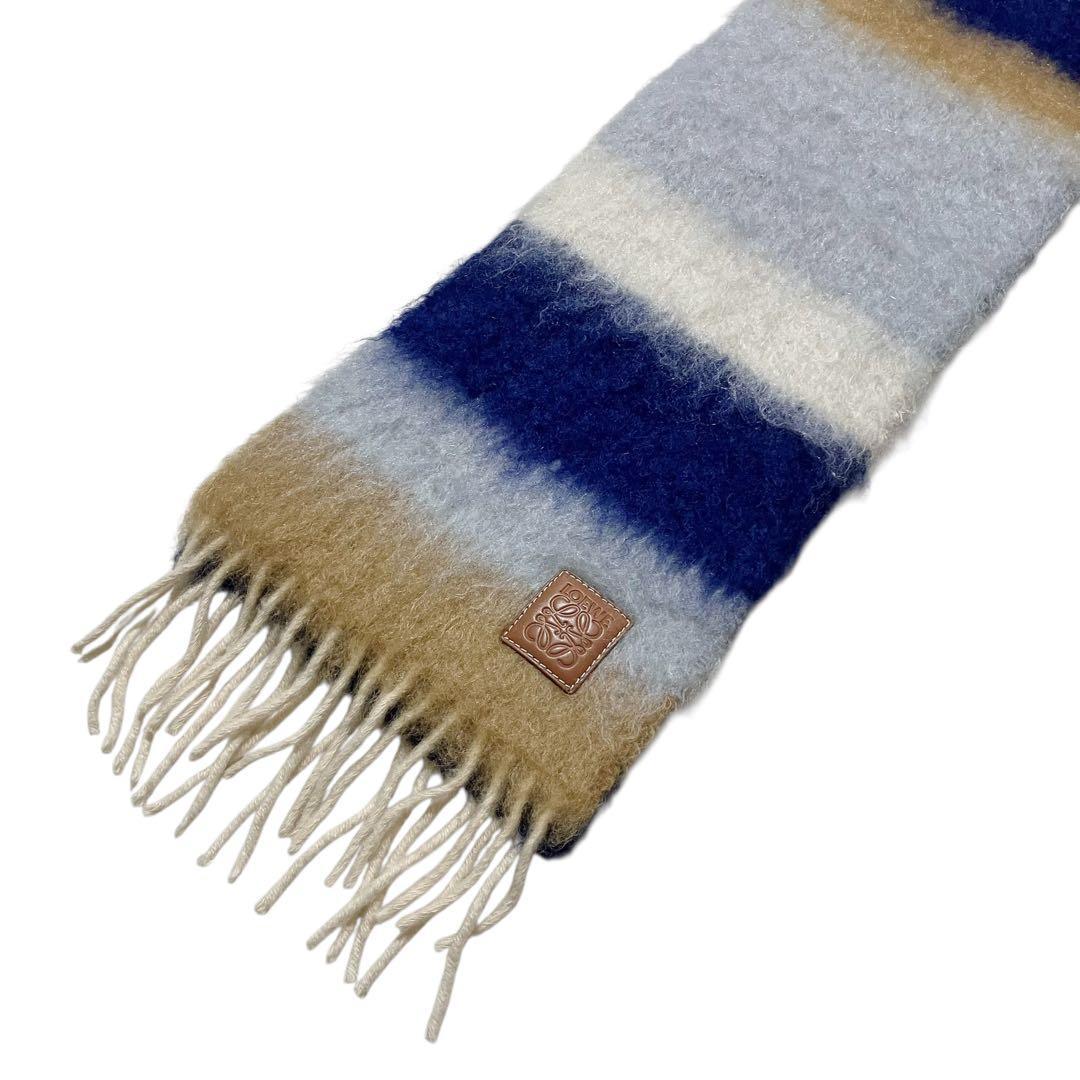 美品✨ ロエベ マフラー モヘア アナグラム レザーロゴ