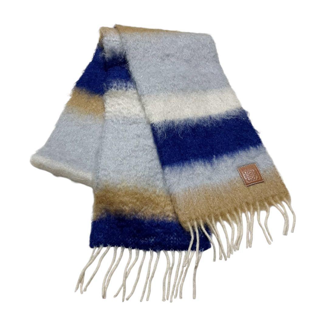 美品✨ ロエベ マフラー モヘア アナグラム レザーロゴ