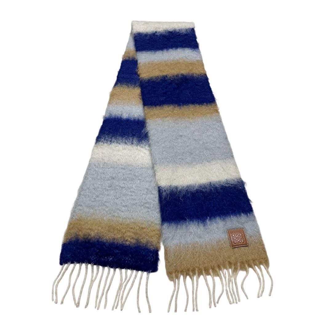 美品✨ ロエベ マフラー モヘア アナグラム レザーロゴ