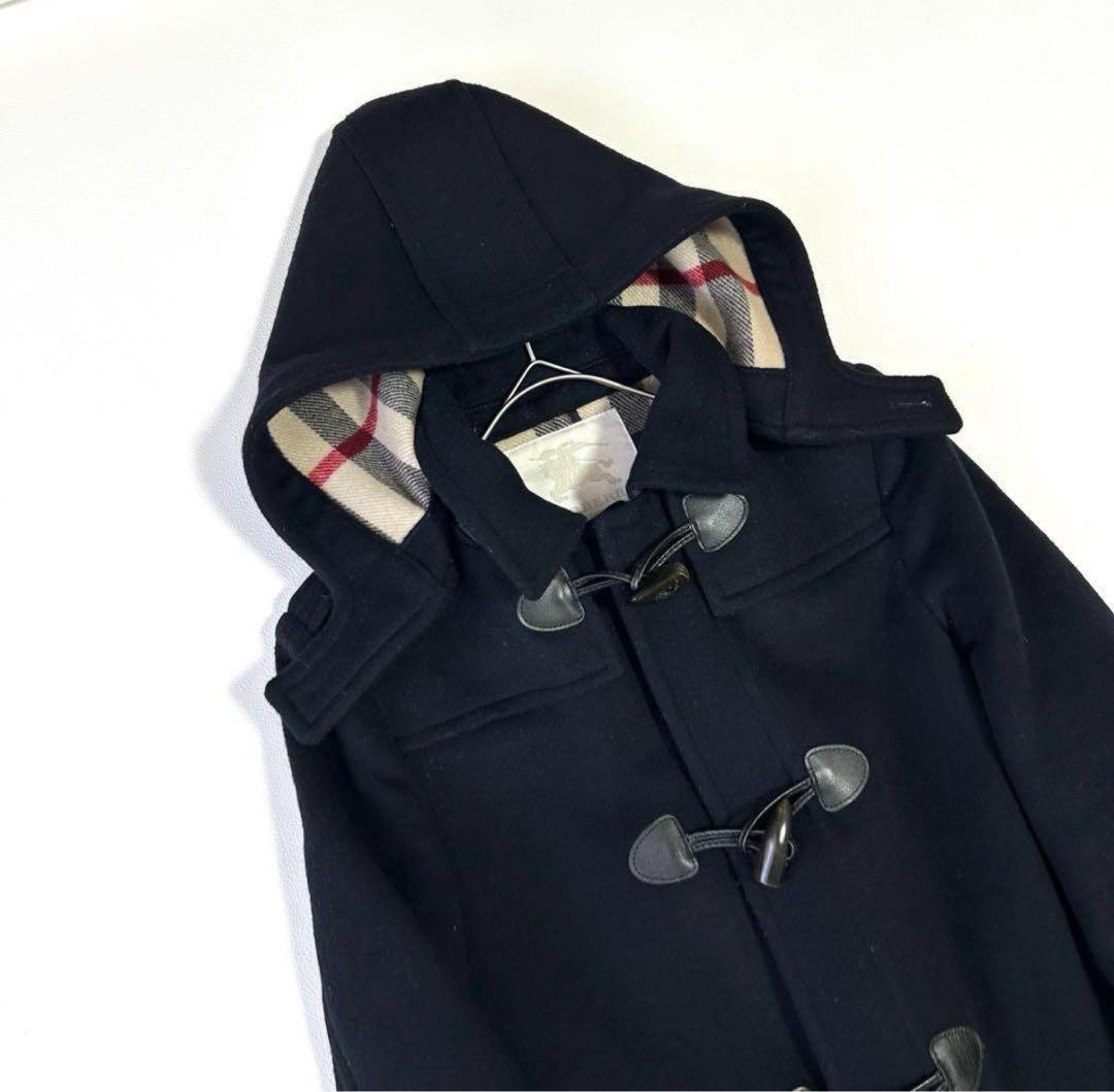 近年タグ＊バーバリー ダッフルコート メガチェック ネイビー 150cm