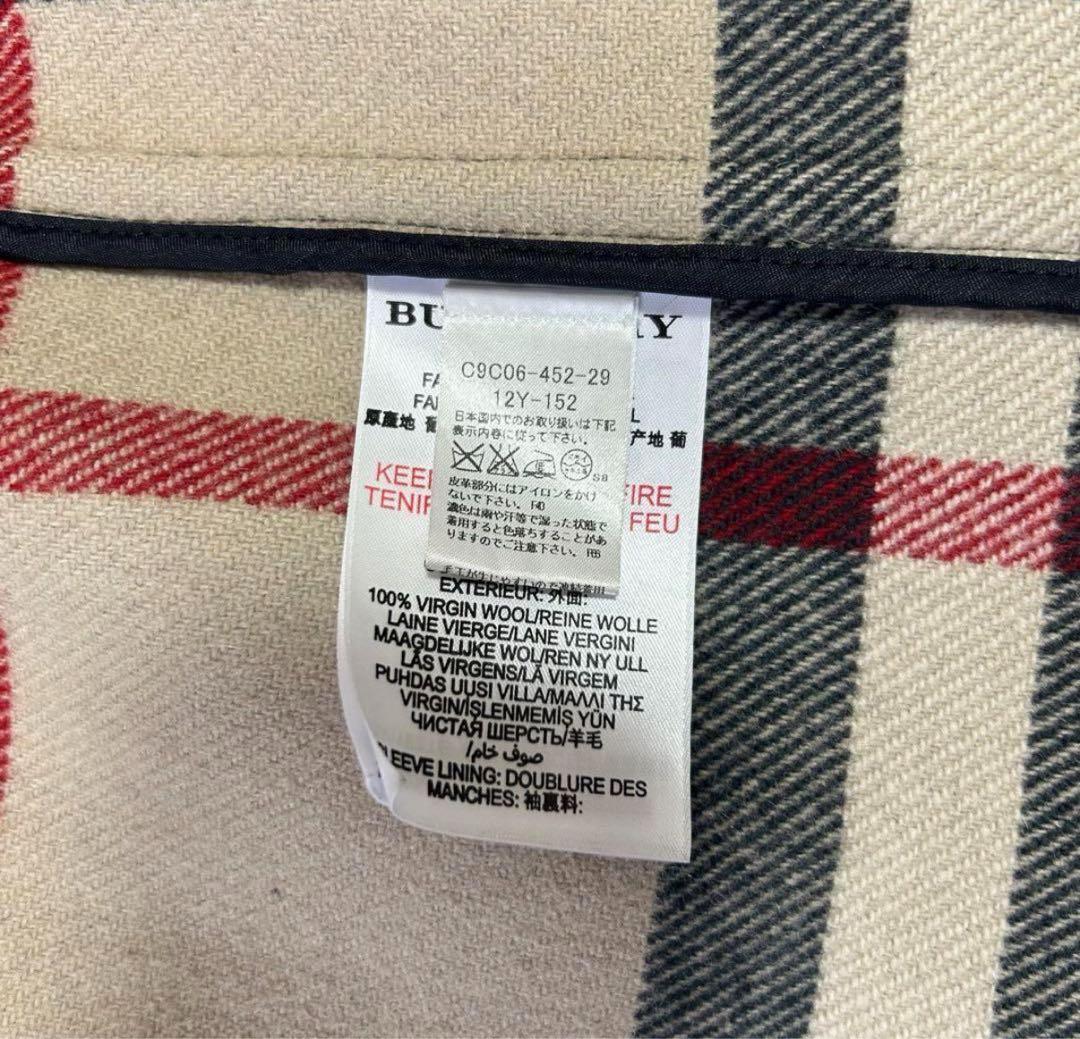 近年タグ＊バーバリー ダッフルコート メガチェック ネイビー 150cm