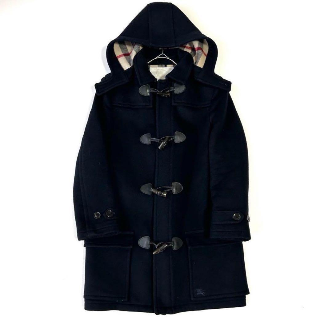 近年タグ＊バーバリー ダッフルコート メガチェック ネイビー 150cm