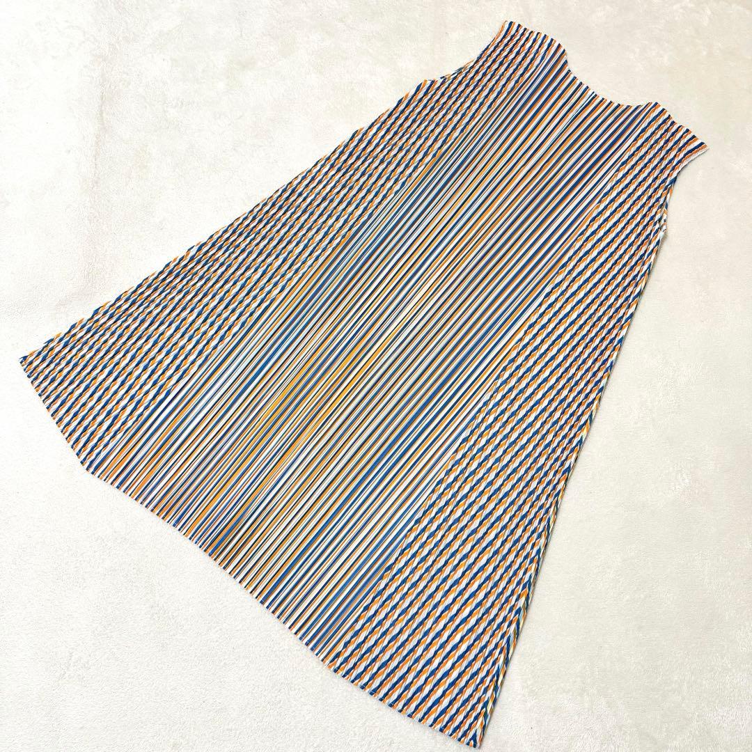 新品✨PLEATS PLEASE 斜めプリーツ　ワンピース　マルチカラー