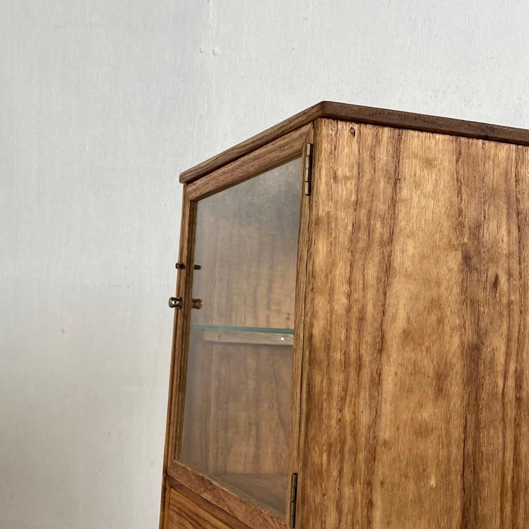 g306 木製ガラスケース 引き出し付き 卓上 ショーケース 小物入れ