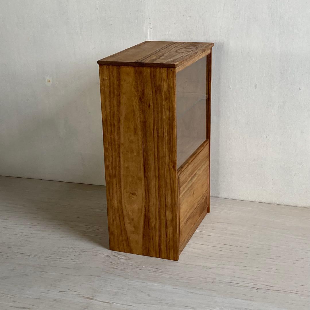 g306 木製ガラスケース 引き出し付き 卓上 ショーケース 小物入れ